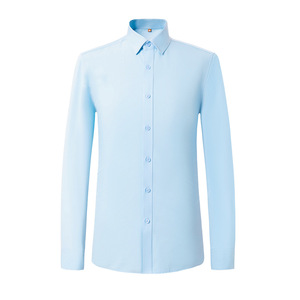 Unisex Long Sleeve Shirt Solid Color <b>Polyester</b> Workwear Wrinkle Resistant Business Formal Wear - Product Image 5