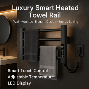 Mini Scaldasalviette Elettrico Nero Opaco in Acciaio Inox SUS304, Asciugasalviette da Parete Riscaldato per Uso Domestico e Bagno - Product Image 3