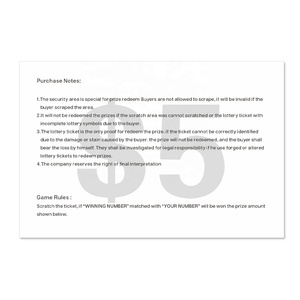 Custom Lottery Ticket New Design Provide Samples Screen Printing <b>Match</b> the Winning Numbers to Win - Product Image 5