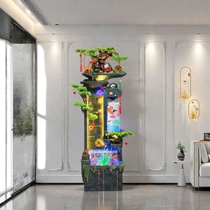 Fontaine de rocher décorative d'intérieur de style chinois avec circulation d'eau, aquarium et lumières pour la maison, le bureau et le Feng Shui - Product Image 1