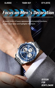 Reloj de pulsera POEDAGAR 879 para hombre, a la moda, resistente al agua, de acero inoxidable, luminoso, cronógrafo, con fecha, de cuarzo. - Product Image 5