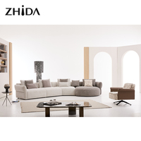 Ensemble de canapés modulaires incurvés en tissu moderne, avec coussins moelleux, pour hôtel, salle de sport, sous-sol, salon, appartement, villa