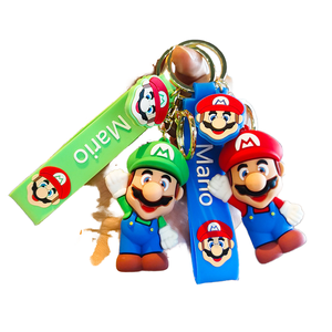 卸売 マリオ アニメ <span class=keywords><strong>PVC</strong></span> キーホルダー 小さなギフト 車の鍵 ドール ソフトグルーキーリングペンダント 編み込み技術 金属ゴム素材 - Product Image 1