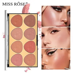 Miss Rose neues gold-bejeweiltes Tipsy-Roush-Stiftung aufhellende matte achtfarbige Rouge-Platte