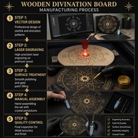 Plaque en bois gravée au laser Lune et Étoile, en tilleul durable, forme ronde, ensemble de divination pour la décoration intérieure et les cadeaux