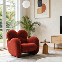 Fauteuil d'appoint moderne en forme de cœur rouge en bouclette, fauteuil confortable en sherpa, canapé simple pour salon, chambre à coucher, meubles de luxe