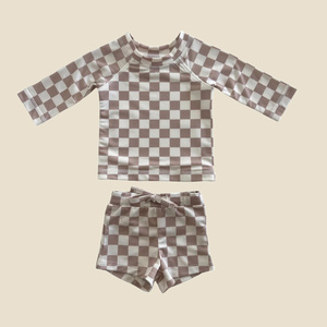 Ruidian personnalisé 2025 été damier impression <span class=keywords><strong>plage</strong></span> séchage rapide <span class=keywords><strong>garçons</strong></span> maillot <span class=keywords><strong>de</strong></span> bain à manches longues 2 pièces maillot <span class=keywords><strong>de</strong></span> bain pour enfants - Product Image 5