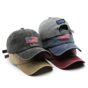 قبعة رياضية علم الولايات المتحدة الأمريكية قبعات Drifit للجنسين قبعة أبي التطريز الشعار
