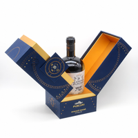 Boîte cadeau de luxe magnétique pour bouteilles de vin et de whisky, avec logo personnalisé, en carton rigide, toucher doux, estampage à chaud or, pour l'emballage d'alcool