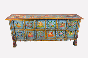 Haswani Handicrafts Antique Hand Painted Wooden <b>Door</b> Console Table Vintage <b>Rustic</b> Design - Product Image 2