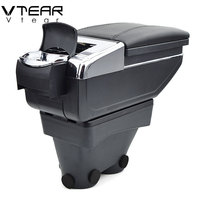 Vtear - Boîte de rangement pour accoudoir avant de voiture en ABS et cuir PU élégant, porte-gobelet, accessoires intérieurs pour Peugeot 208 2012-2021