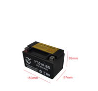 Batterie de moto AGM YTZ10-BS 12V 10Ah sans entretien, batterie au plomb-acide pour remplacement de moto