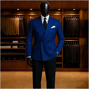 Costumes d'affaires formels pour hommes, 2 pièces, veste grise, pantalon noir, double boutonnage, revers pointus, Terno, vêtements sur mesure pour <span class=keywords><strong>homme</strong></span> - Product Image 3