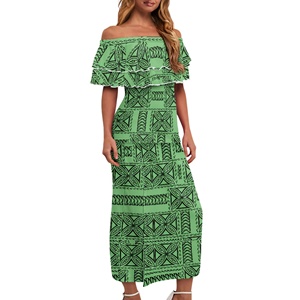 Conjunto de <span class=keywords><strong>Dos</strong></span> Piezas con Diseño Polinesio Verde Tapa para Mujer, Blusa con Volantes, Estilo Casual para Viajes y Vacaciones - Product Image 4