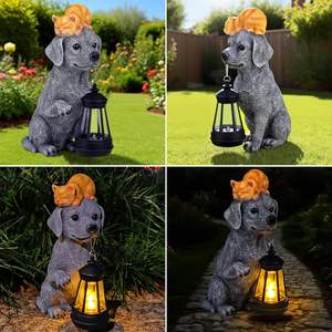 Escultura de Perro Pintada <span class=keywords><strong>a</strong></span> Mano con Energí<span class=keywords><strong>a</strong></span> Solar, Figura de Mascota de Resina, Linterna, Luz, Decoración para Jardín Exterior, Regalo para Mujeres y Abuelas - Product Image 5