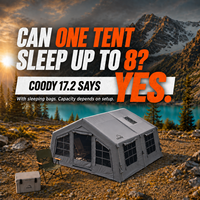Tente gonflable familiale Coody Familia 17.2 Air - Gris, camping en plein air, 4 saisons, coupe-vent, ouverture rapide, grande tente gonflable familiale pour le camping