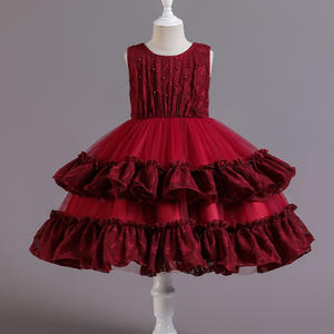 ชุดเดรสงานพรอมกระโปรงฟูฟ่องสำหรับเด็กผู้หญิง2-12Y วันเกิดเจ้าหญิงไล่ระดับสี - Product Image 4