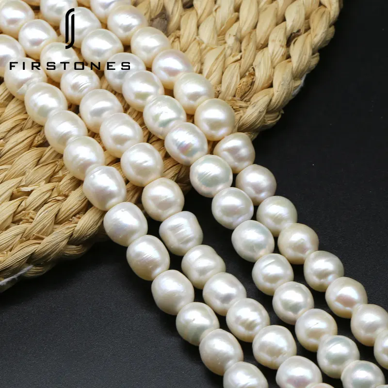 Freshwater Cultured A Grade 9mm-10mm White Real Genuine Pearls River Pearls Strand For Jewelry