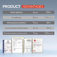 DERCHI NFRC USA Standard Résidentiel Triple Vitrage Mince Fenêtres À Battants Impact D'ouragan Moderne Cadre Étroit Fenêtres En Aluminium
