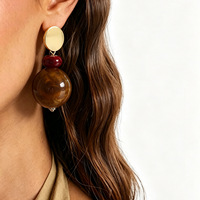 Boucles d'oreilles pendantes vintage colorées en résine pour femmes, géométriques, perlées, style statement, bijoux de mode, vente en gros
