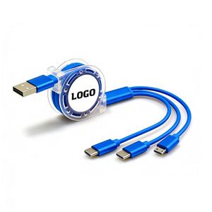 Câble de charge 3-en-1 personnalisé avec logo pour téléphone portable, ports Micro-USB et Type-C – Offre promotionnelle en gros - Product Image 1