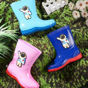 Bottes de pluie pour enfants avec doublure en coton, bottes chaudes pour étudiants, chaussures en caoutchouc imperméables - Product Image 2
