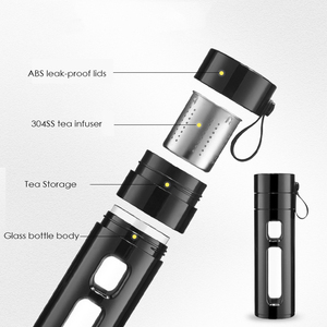 Bouteille en verre à Double paroi de séparation d'eau, avec filtre en acier inoxydable, préparation de thé, Logo personnalisé, ml - Product Image 3
