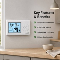 Termostato Programable al por Mayor con Pantalla LCD Retroiluminada, 6 Periodos de Tiempo y Bloqueo con Llave para Uso Doméstico