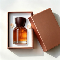 Flacon de parfum en verre vide 30ml 50ml avec bouchon en bois, emballage en boîte cadeau transparente, vente en gros de cosmétiques