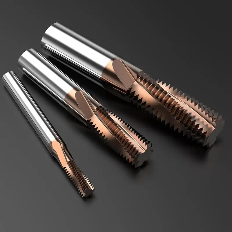 Huhao solide Carbide Ngô chủ đề phay Cutter 4 Flute gia công thô răng End Mill với thẳng Shank mg123000