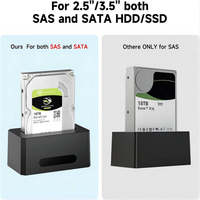 Station d'accueil pour disque dur SAS SATA EC-5351 USB3.2 Gen1 5 Gbps, prend en charge les disques durs de 2,5/3,5 pouces, capacité maximale de 30 To avec adaptateur d'alimentation 12 V/2 A