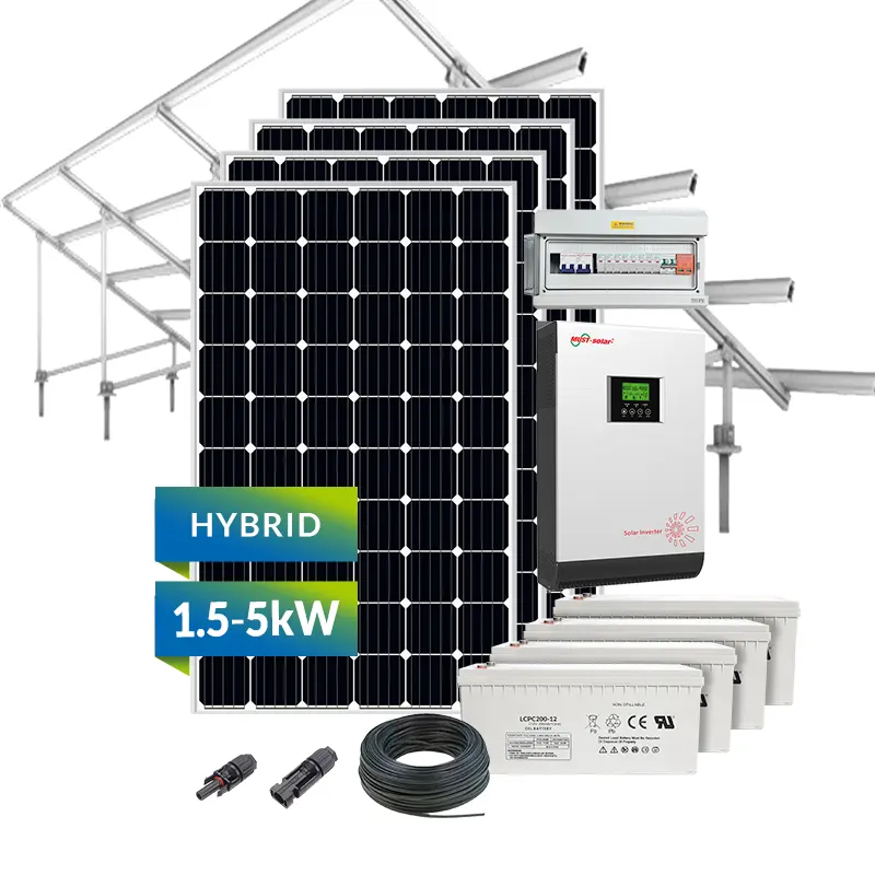 Kit de painel solar pequeno 2kw 3kw 5kw, sistema de energia solar para casa