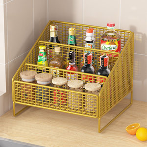 Condiment <b>Storage</b> Rack 2 Tier Countertop Rust Resistant <b>Kitchen</b> Organizer With Compartments For Food And Spices - Product Image 4