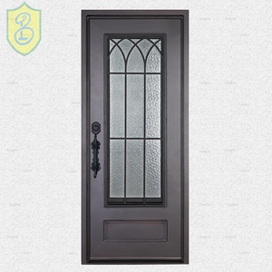 Porte d'entrée principale moderne en fer forgé, design à une seule porte, étanche, ouverture manuelle, surface finie - Product Image 5