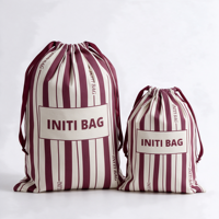 Sac à poussière en toile de coton épaisse réutilisable à rayures imprimées avec cordon de serrage, pochette cadeau personnalisée avec logo