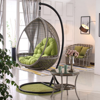 Mobilier d'extérieur moderne en forme d'œuf hamac en rotin et corde PE balançoire suspendue avec siège de balançoire naturel pour jardin
