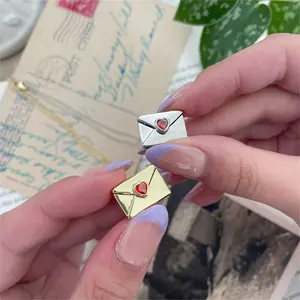 Collier RINHOO pour la Saint-Valentin, boîte à enveloppe rouge d'amour, ouverture et fermeture, <span class=keywords><strong>mots</strong></span> <span class=keywords><strong>anglais</strong></span> « Je t'aime », proverbes, bijoux - Product Image 3