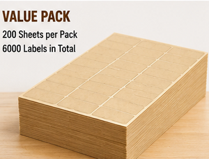 Kraft Label <b>Stickers</b> 200 Sheets 6000 Labels Rectangular Self-Adhesive Writable Eco-Friendly Packaging Labels - Product Image 6