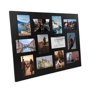 Tùy chỉnh 12-mở tường màu đen treo khung cắt dán hiển thị mười hai 4*6 hình ảnh theo chiều dọc và chiều ngang - Product Image 2