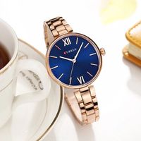 Reloj de Pulsera de Acero Inoxidable de Lujo Curren 9017 para Mujer, Reloj de Cuarzo Resistente al Agua, Color Oro Rosa, Logotipo Personalizado, Reloj de Vestir para Mujer