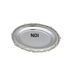 Plateau de service de style américain, forme arrondie, finition argentée, avec bordure en laiton élégante, pour mariages et réceptions royales - Product Image 6