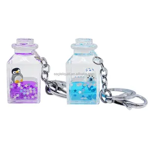 Cute 3D Penguin Floating Transparent Key Holders with Key Kawaii Key Chain Custom Liquid Keychain