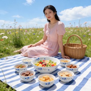 Marché de Gros de Dubaï : Ensemble de 7 bols en verre opale <span class=keywords><strong>émail</strong></span>lé bon marché avec décalcomanie, type boîte à lunch, en stock à vendre - Product Image 6