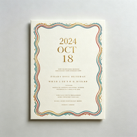 Carte d'invitation personnalisée multicolore avec bordure, carte de rappel de date, carte de message pour cérémonie, pour invitation de mariage ou de banquet