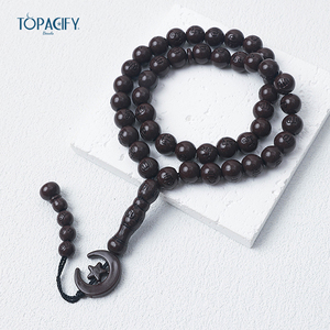 Custom Muslim Crystal Beading Prayer <strong>Beads</strong> with Moon Tassel 33 <strong>Beads</strong> Rosary <strong>Bracelet</strong> for Islam Unisex - Product Image 4