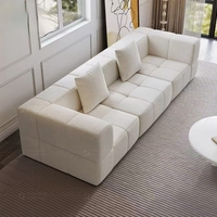 Conjunto de Sofá Seccional de Tela Blanca Moderna en Forma de L, Sofá Modular para Sala de Estar