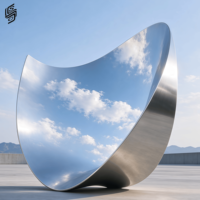 Sculpture en acier inoxydable concave polie sur mesure, art moderne, miroir métallique, statue pour la décoration de place en plein air