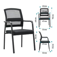 Chaise Visiteur Empilable en Maille à Cadre Métallique, pour Bureau, Salle de Conférence, Étude et Personnel, avec Accoudoirs