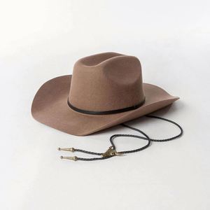 Wholesale Luxury Quality Vintage Wide Brim Western Cowboy Hats 100% Wool Fedora Hat - Product Image 4