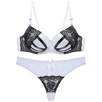Ensemble Soutien-Gorge Rembourré et Culotte en Dentelle pour Femme, Soutien-Gorge Push-Up et Tangas Sexy, Lingerie Femme Imprimée Sérigraphie
